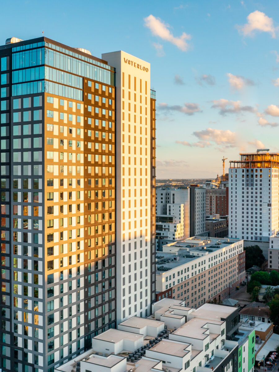 Scaled Waterloo apartment building in West Campus by LV Collective.